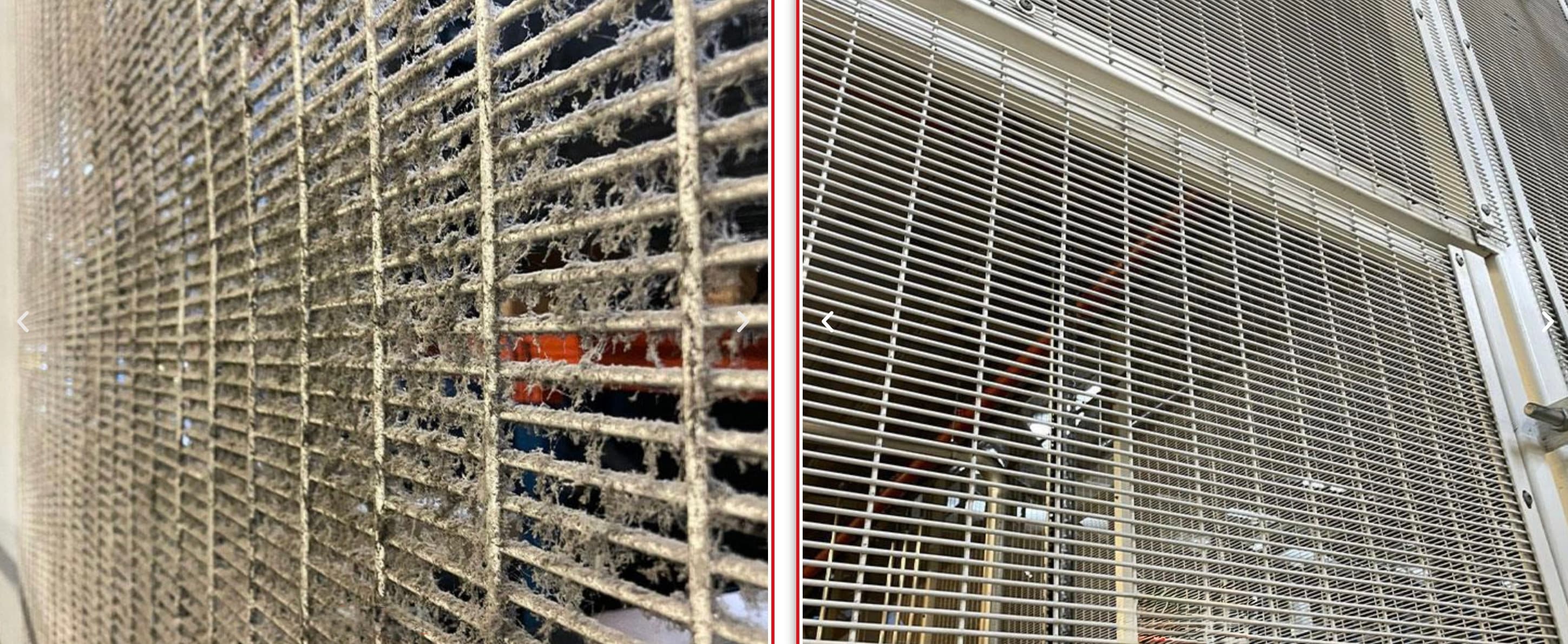 Before and after commercial cleaning - dusty equipment transformed to spotless condition